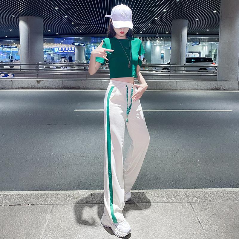 パンツセットアップ スポーティラインワイドパンツセット