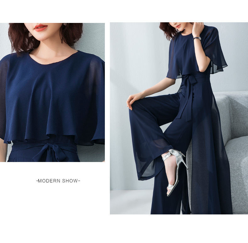 パンツセットアップ シフォン重ね華麗パンツセットアップ