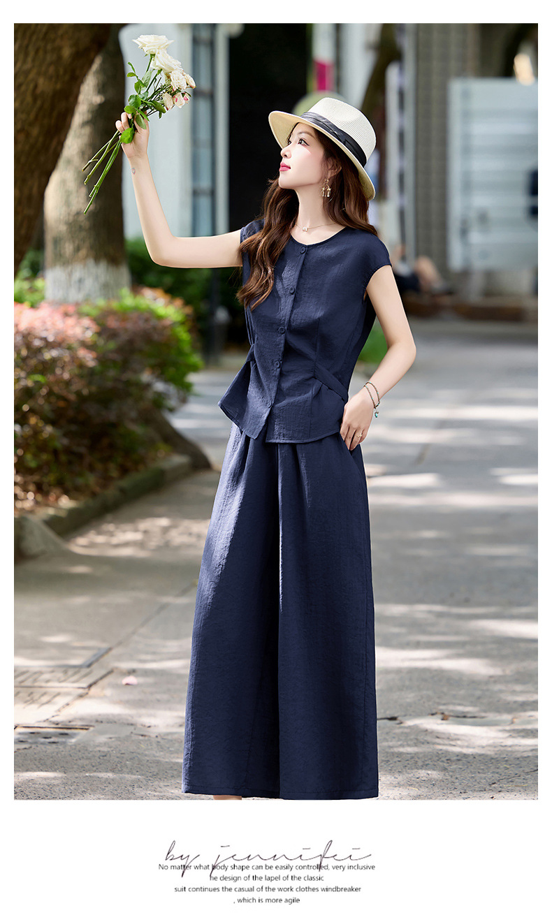 パンツセットアップ フレンチリネンワイドパンツセット