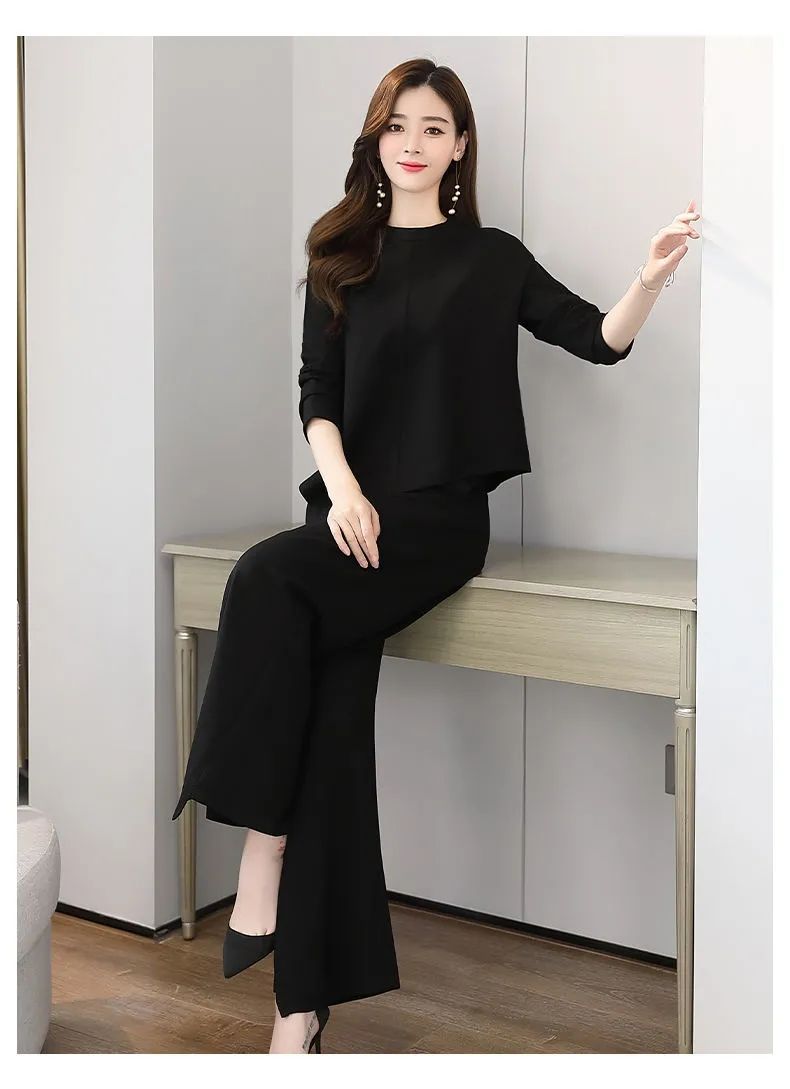 パンツセットアップ 上品ゆったりツーピースワイドパンツ