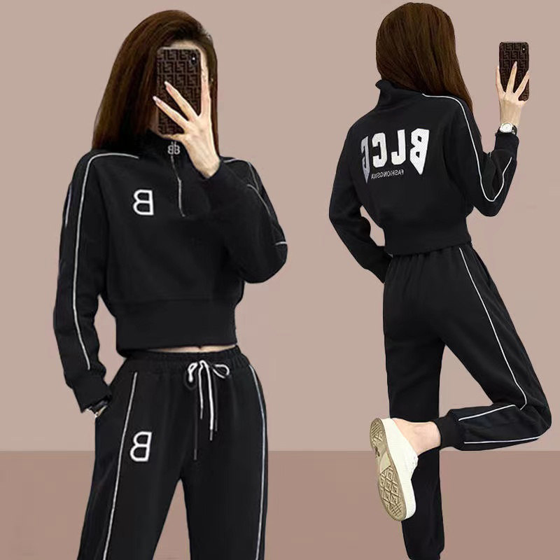 パンツセットアップ サイドラインスポーティーパンツセットアップワイド