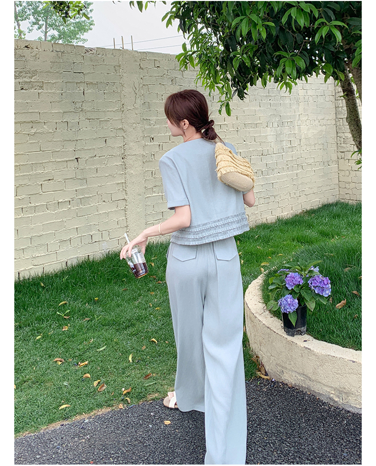 パンツセットアップ シャーリングポケット付きワイドセットアップ