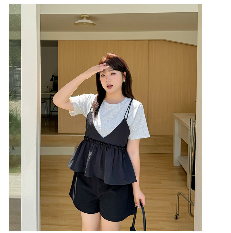 パンツセットアップ 重ね着風キャミソールパンツセット