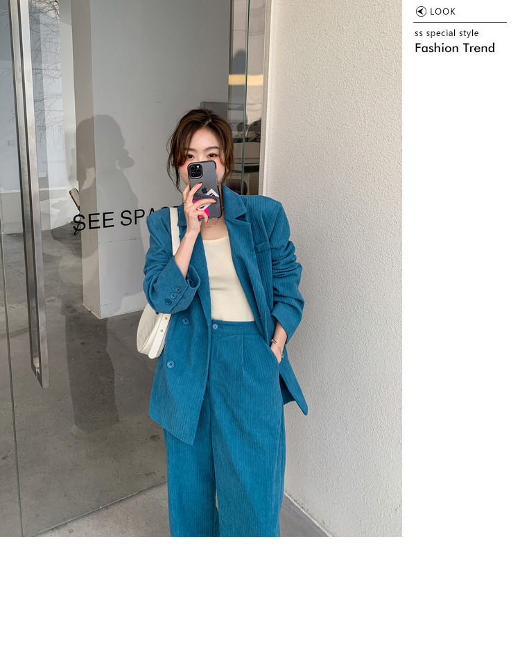 パンツセットアップ コーデュロイワイドパンツセットアップ