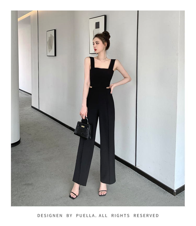 パンツセットアップ スクエアネック サイドカット ワイドパンツ
