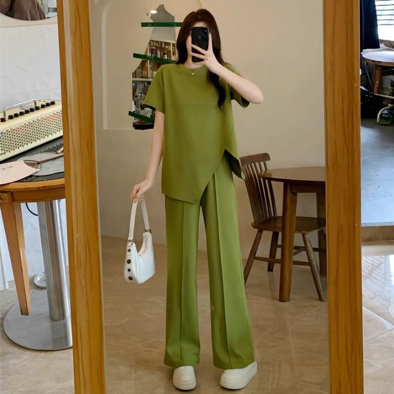 パンツセットアップ アシンメトリーデザインワイドパンツセット