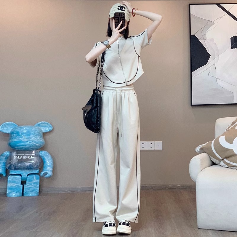 パンツセットアップ パイピングデザイン上品セットアップ