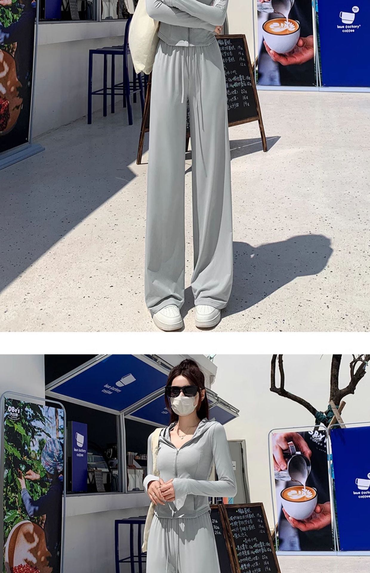 パンツセットアップ フード付きゆったりパンツセットアップ