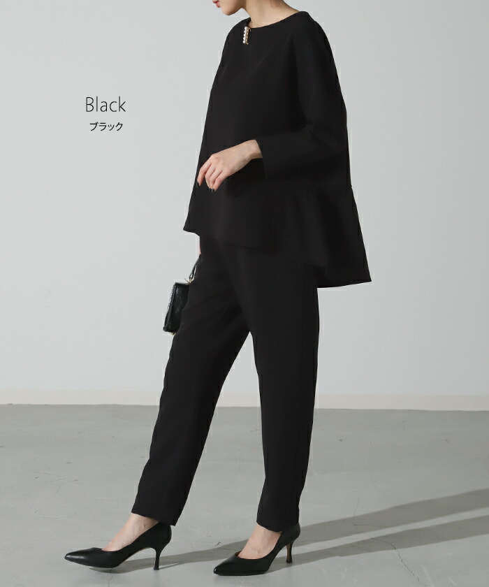 パンツセットアップ 上品シンプルワイドパンツセット