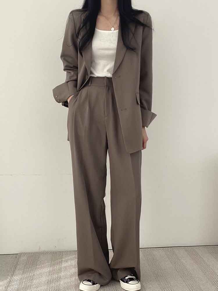 パンツセットアップ 洗練ゆったりジャケットパンツセット