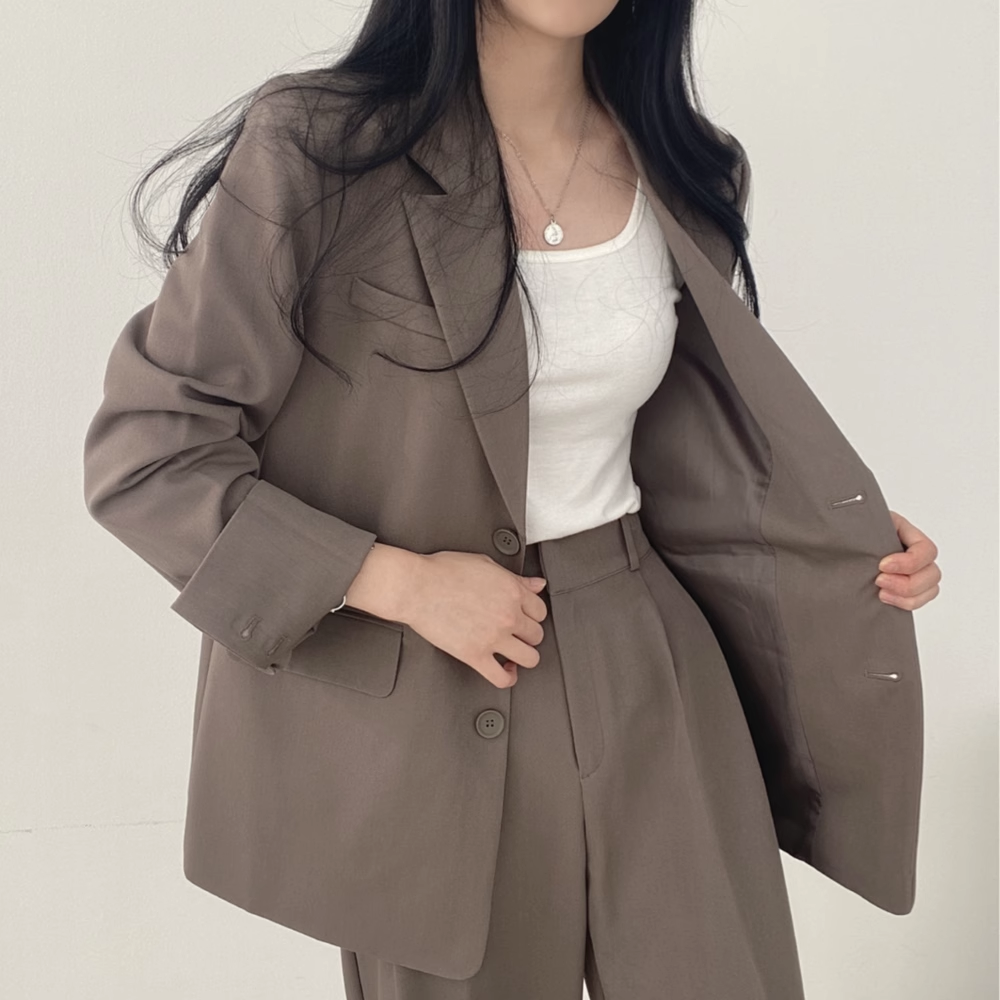 パンツセットアップ 洗練ゆったりジャケットパンツセット