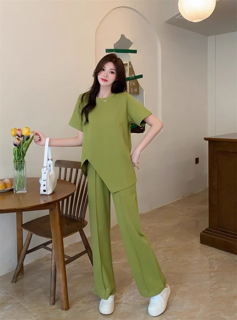 パンツセットアップ アシンメトリーデザインワイドパンツセット