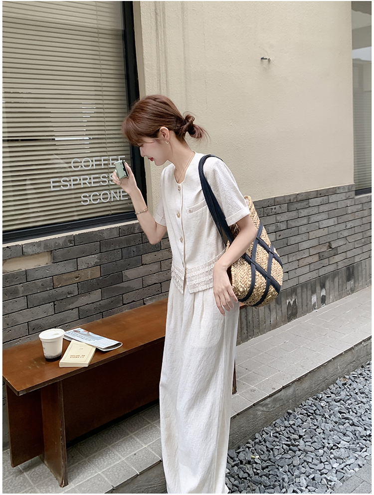 パンツセットアップ シャーリングポケット付きワイドセットアップ