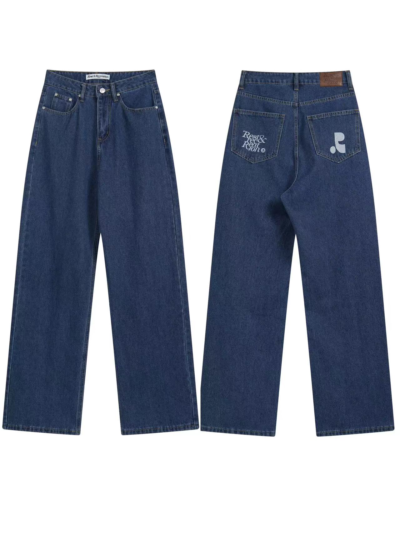 パンツセットアップ ロゴ入りデニムワイドセットアップ