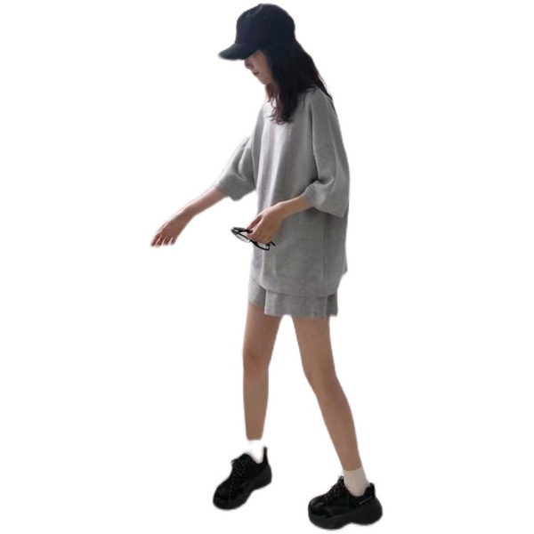 パンツセットアップ ゆったり五分袖パンツセットアップ