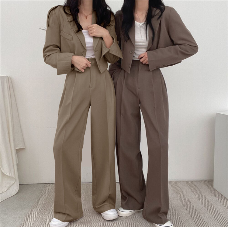 パンツセットアップ 上品シルエット ワイドパンツセット