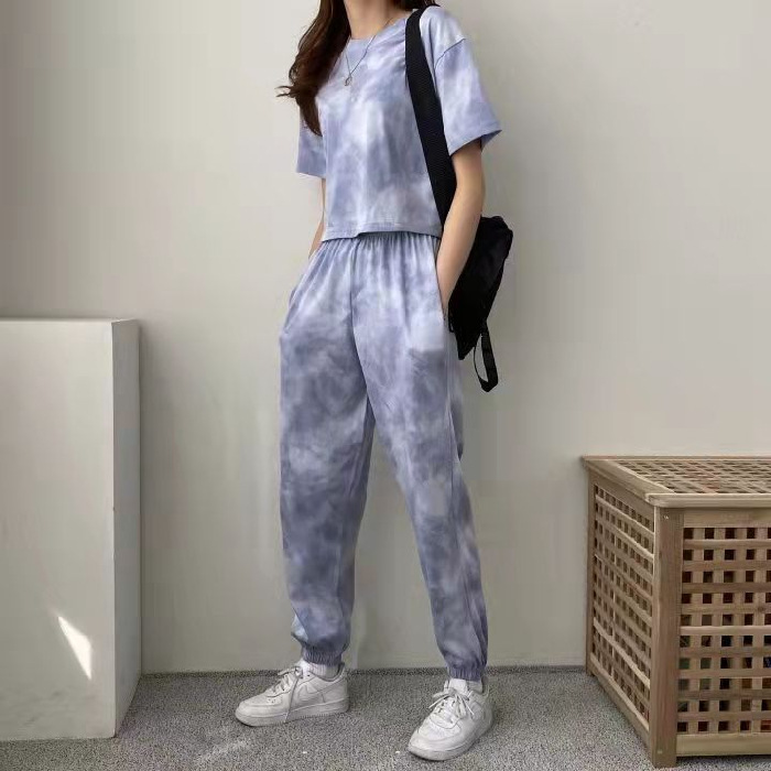 パンツセットアップ もやもや染め風ワイドセットアップ