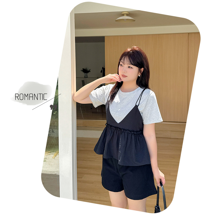 パンツセットアップ 重ね着風キャミソールパンツセット