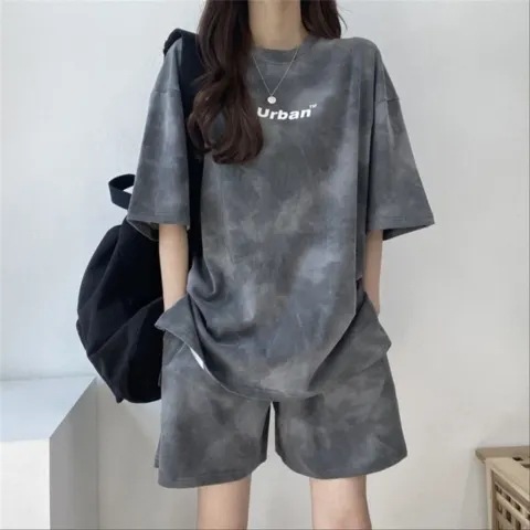 パンツセットアップ ムラ染め風ゆったりパンツセットアップ