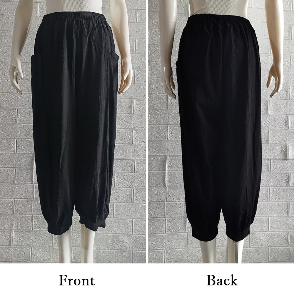 パンツセットアップ ワイドサルエルパンツ レディース ハイウエスト 綿麻