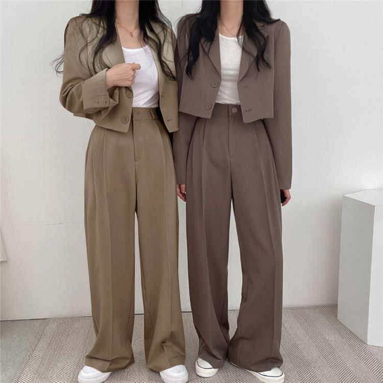パンツセットアップ 上品シルエット ワイドパンツセット