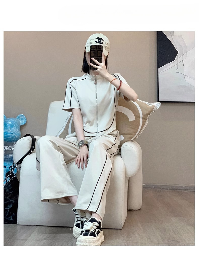 パンツセットアップ パイピングデザイン上品セットアップ