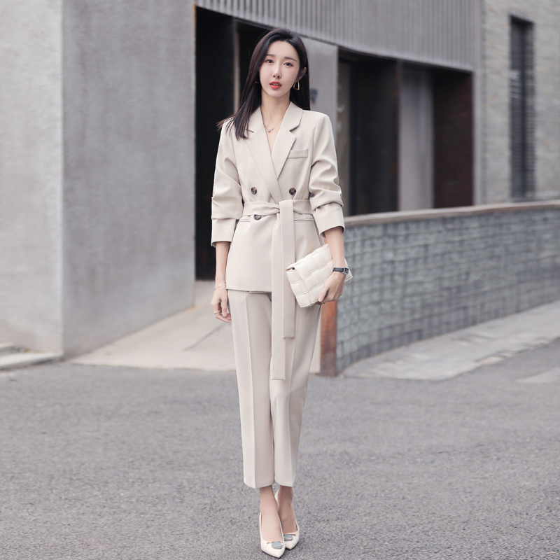 パンツセットアップ ダブルブレスト七分袖ジャケットパンツセットアップ