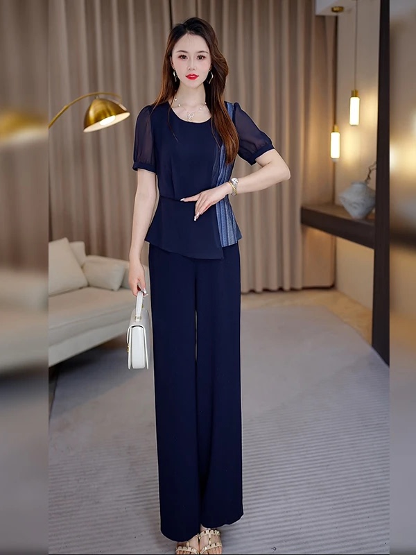 パンツセットアップ 優美シルエット ペプラム切替上品セット