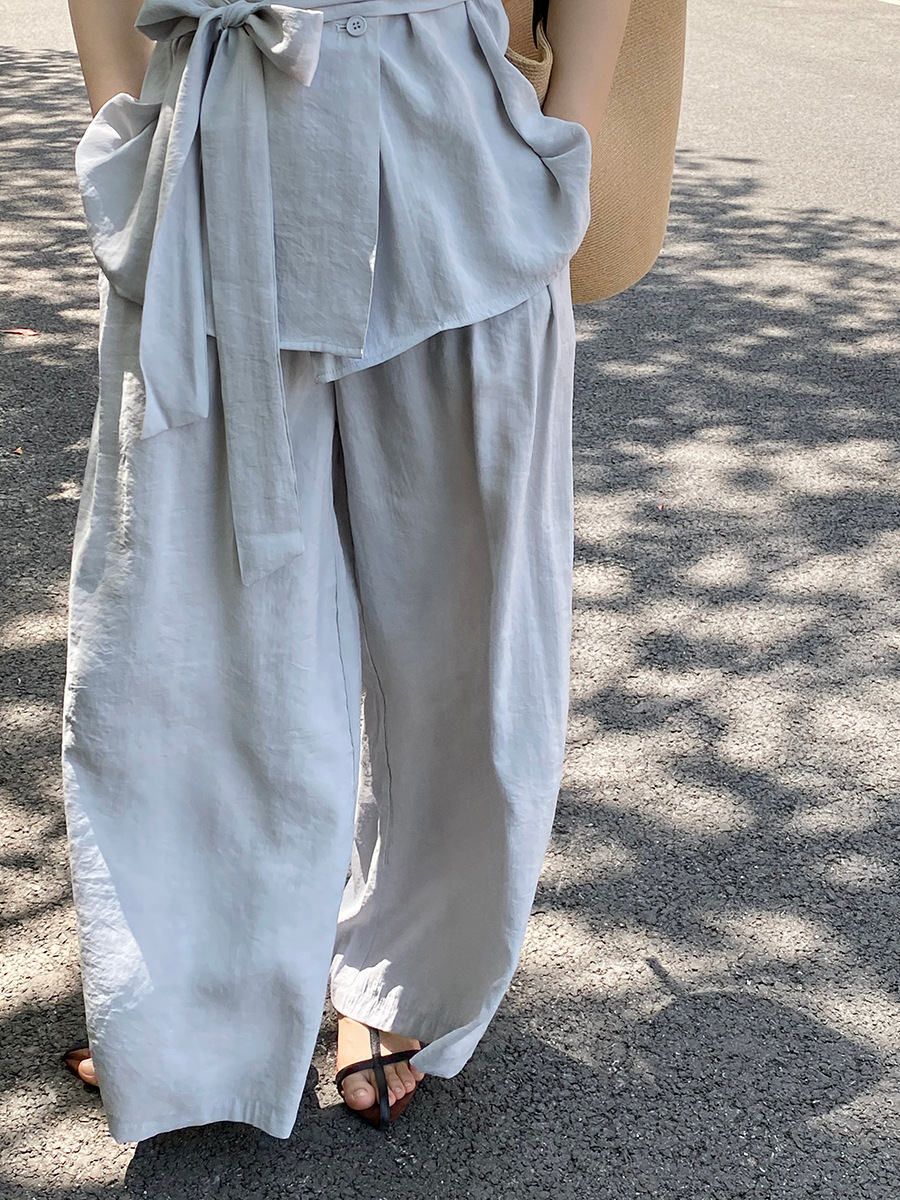 パンツセットアップ 結び目リボン風ノースリーブパンツセット