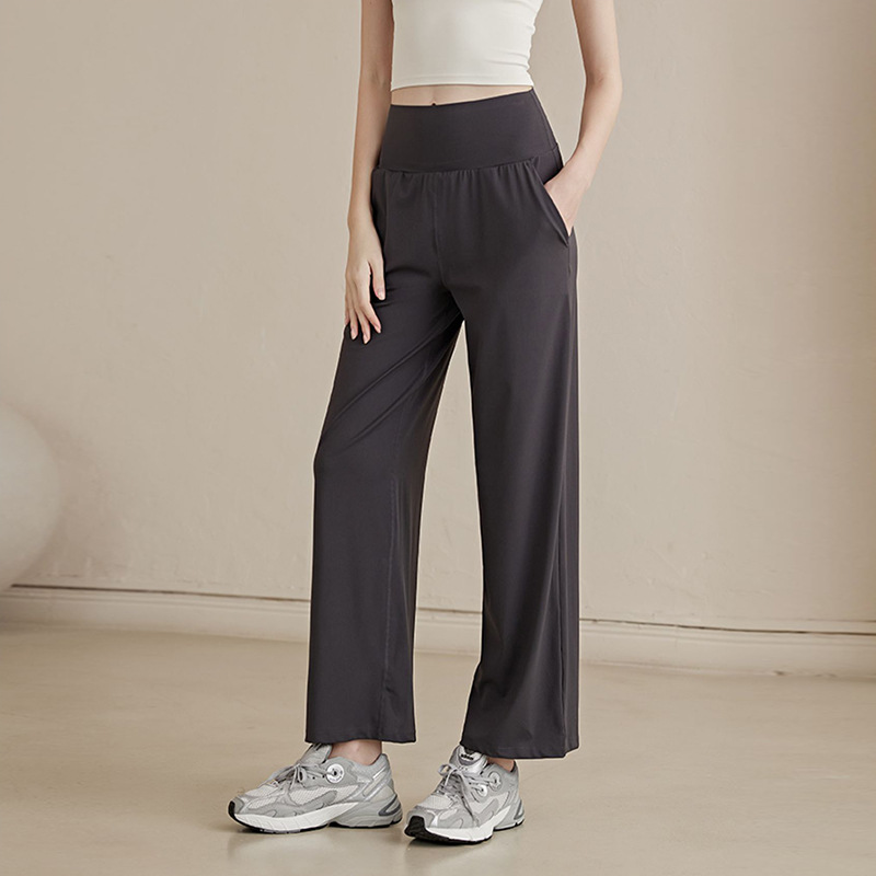 パンツセットアップ ハイウエストストレッチワイドパンツ