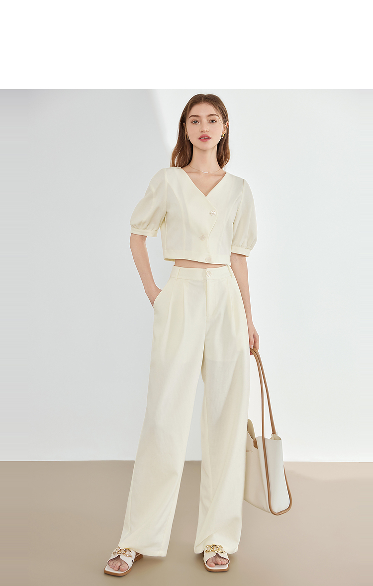パンツセットアップ フォーマル ショートパフスリーブ