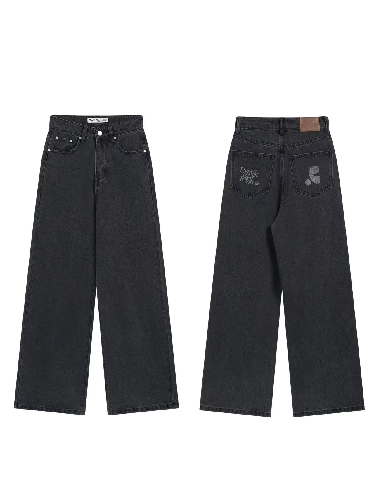 パンツセットアップ ロゴ入りデニムワイドセットアップ