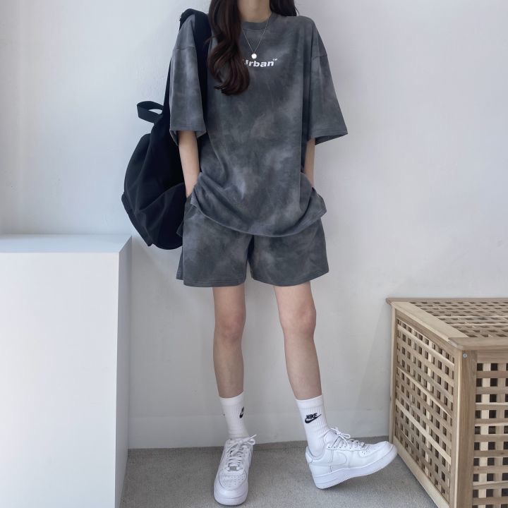 パンツセットアップ ムラ染め風ゆったりパンツセットアップ