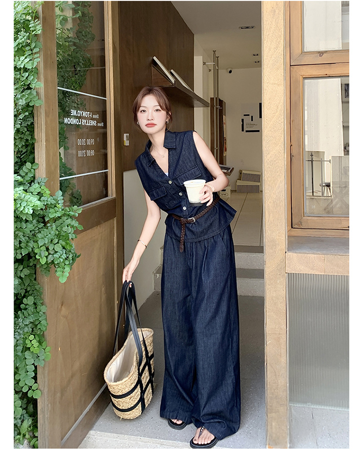 パンツセットアップ ノースリーブ リラックスワイドパンツセット