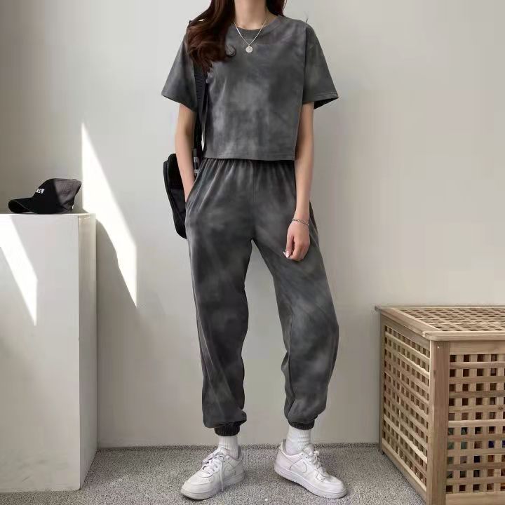 パンツセットアップ もやもや染め風ワイドセットアップ
