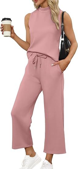 パンツセットアップ ノースリーブ リラックスワイドパンツセット