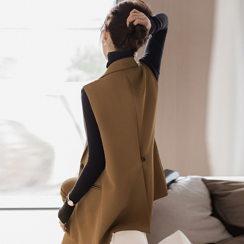 パンツセットアップ 洗練ベスト風ワイドパンツセット