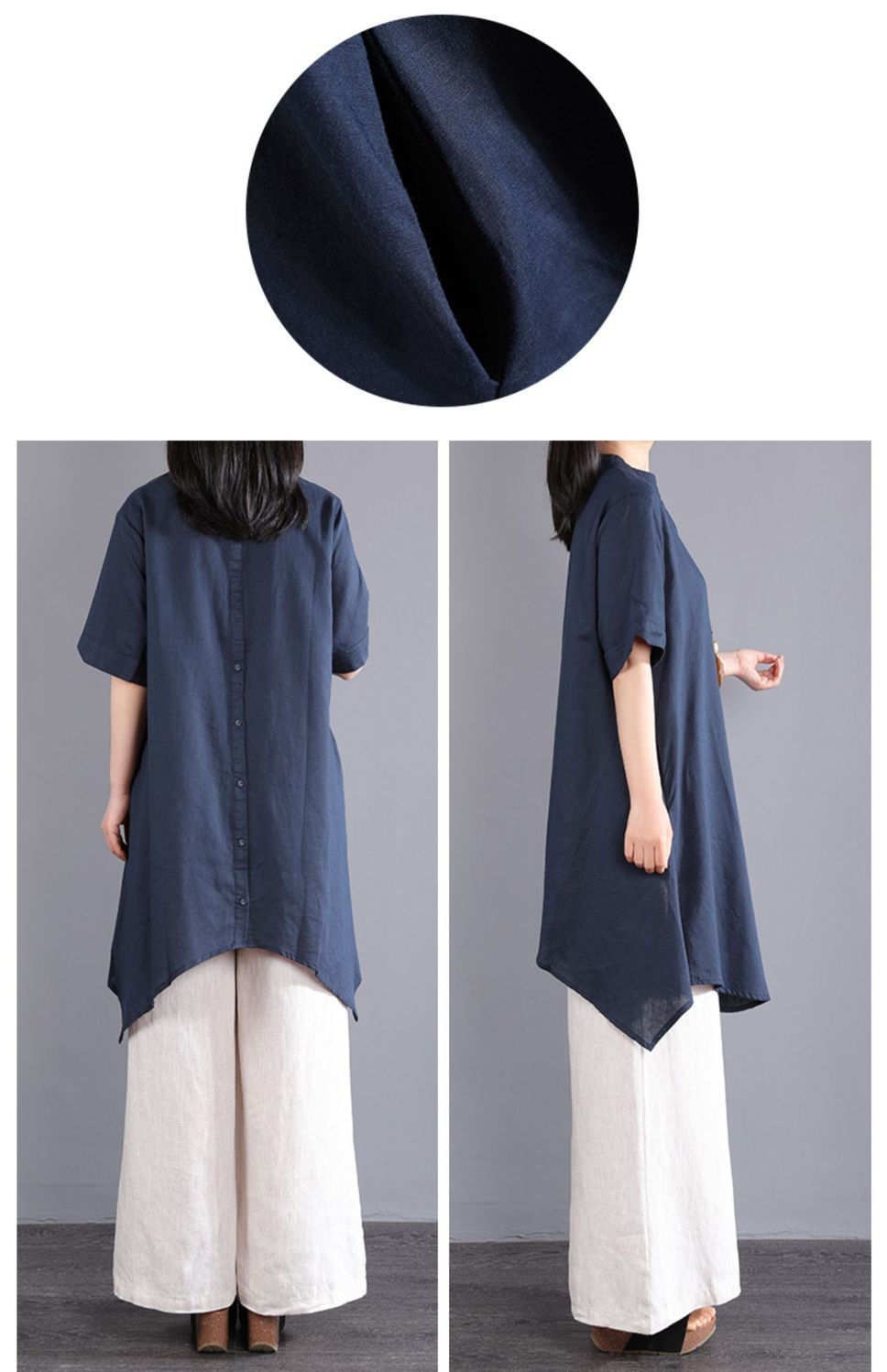 パンツセットアップ 非対称チュニックワイドパンツセット