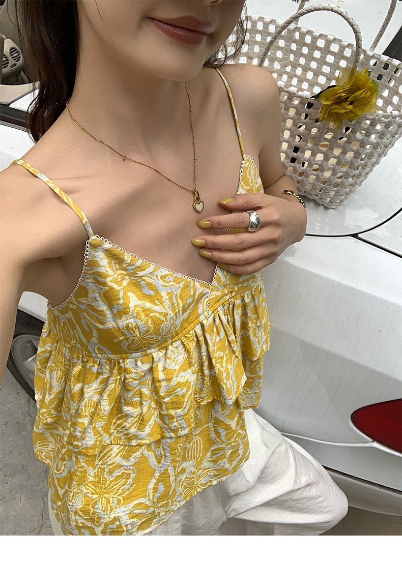 パンツセットアップ フリルキャミ×ワイドパンツセット