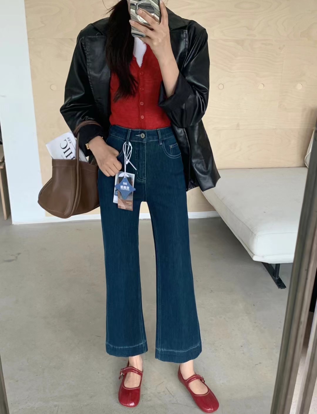 パンツセットアップ ハイウエストワイドデニムパンツ