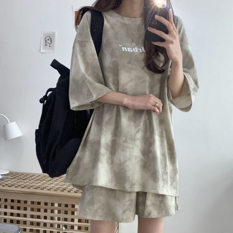 パンツセットアップ ムラ染め風ゆったりパンツセットアップ