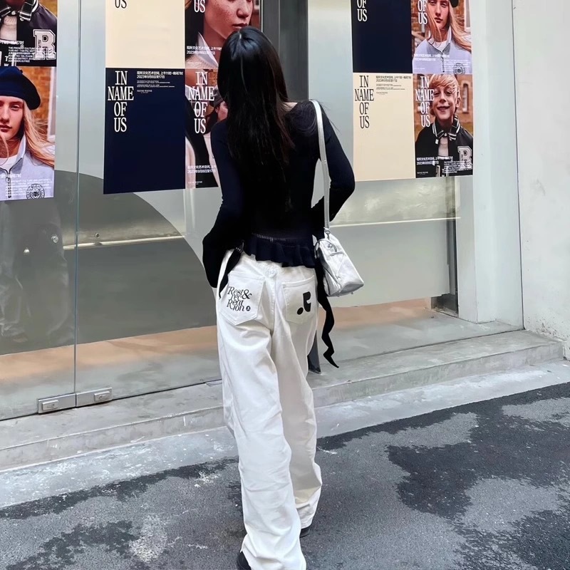 パンツセットアップ ロゴ入りデニムワイドセットアップ