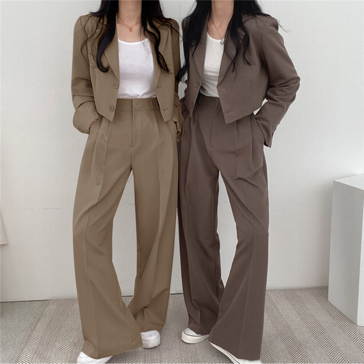 パンツセットアップ 上品シルエット ワイドパンツセット