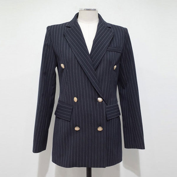 パンツセットアップ 縦縞柄ダブルボタン上下セット