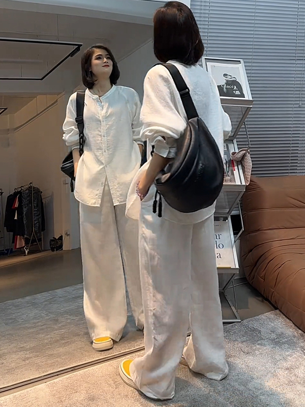 パンツセットアップ ワイド ゆったりシルエットスタンドカラーセット
