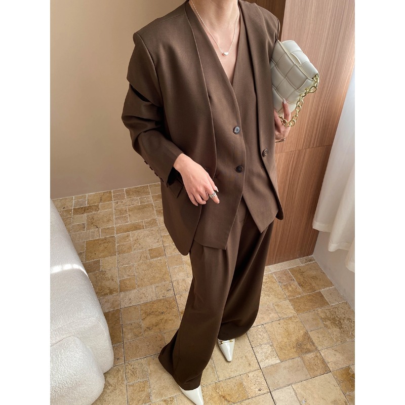 パンツセットアップ 洗練スタイル三点セットアップ