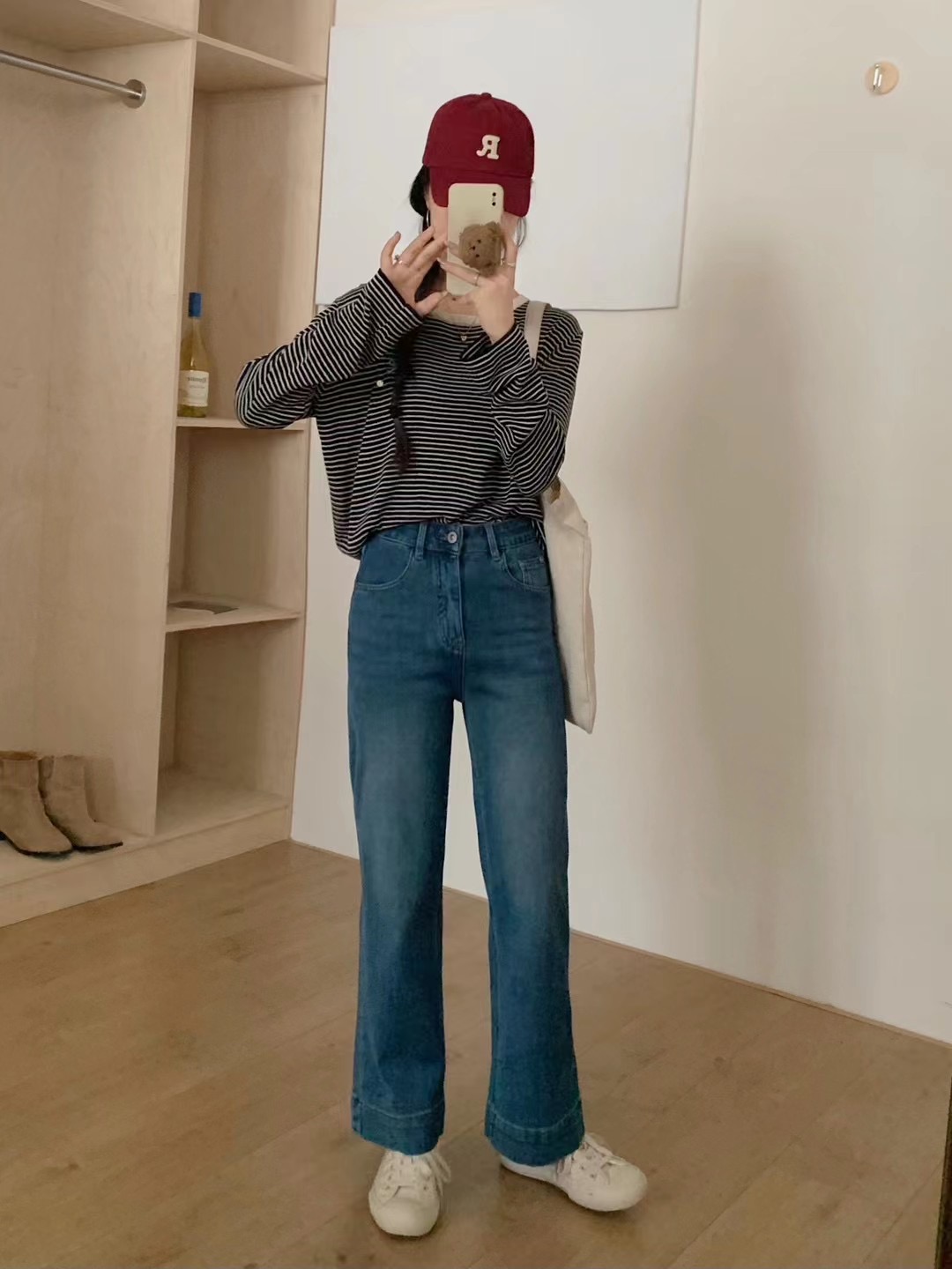 パンツセットアップ ハイウエストワイドデニムパンツ