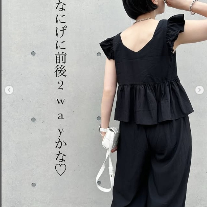 パンツセットアップ 2025年夏新作 韓国風フリルトップス×ワイドパンツセット