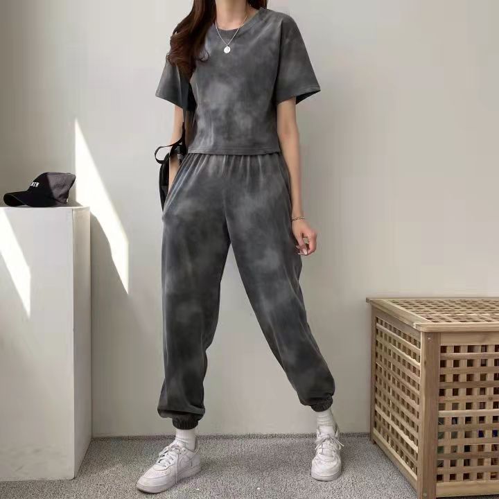 パンツセットアップ もやもや染め風ワイドセットアップ