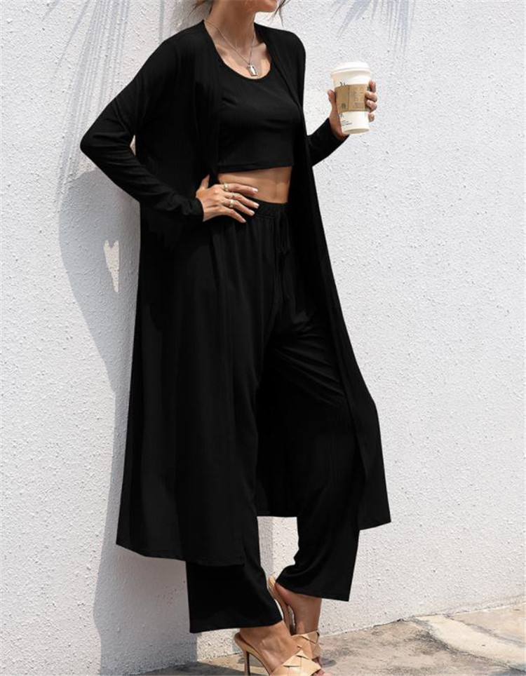 ゆったりワイドパンツセットアップ三点セット